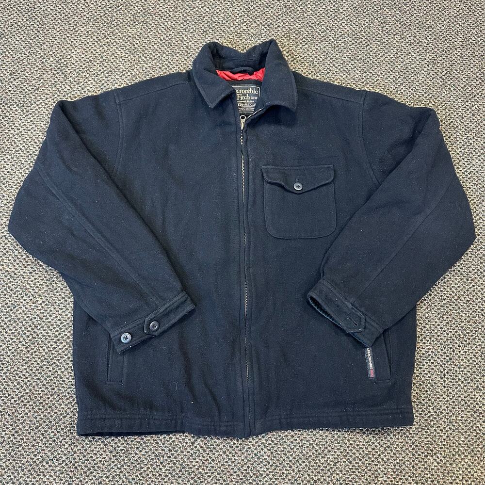 Vintage Abercrombie & Fitch Wool Blend Full Zip Navy Jacket Large